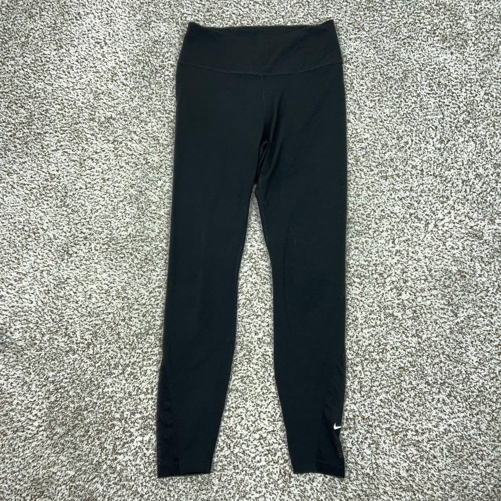 Nike Pants Womens Small Black Ankle Leggings Dri-FIT Mesh Running Gym Athletic